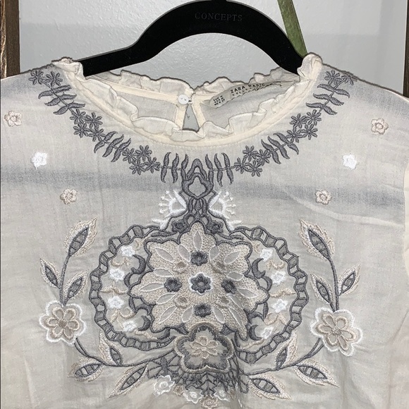 Zara Embroidered Ruffle Top - Picture 2 of 3